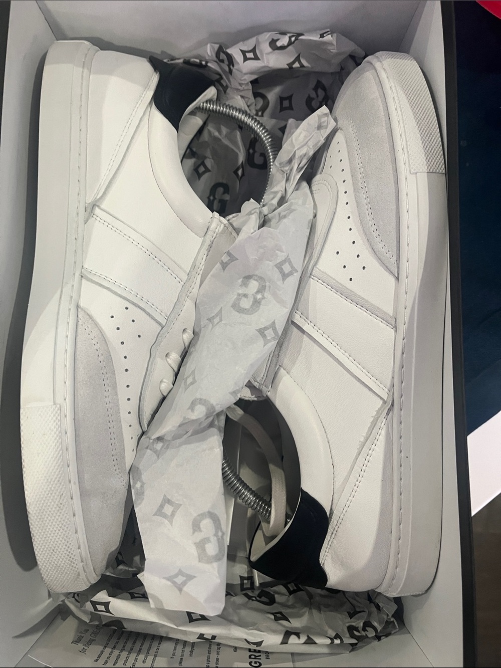 Greats Charlie All-White Leather and Suede Men's Sneakers